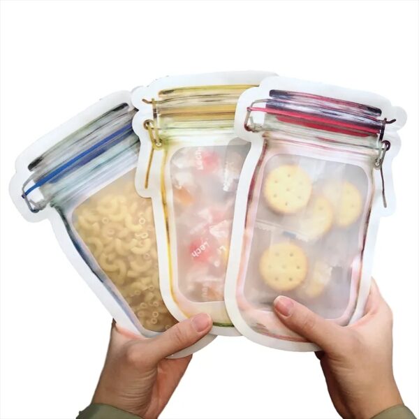 Mason Jar Zipper Bag | Grain bag | zipper Plastic Bags | Air Tight Bag | Lunch Pouch Case | Food Storage Bags | Zip lock Bag | Plastic Mason Jars