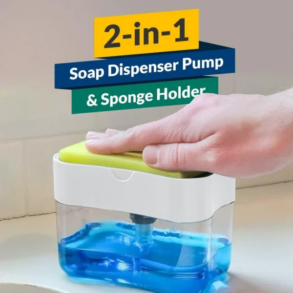 soap dispenser - liquid soap dispenser - 2 in 1 soap pump dispenser - kitchen soap dispenser - pump dispenser - sponge holder soap dispenser