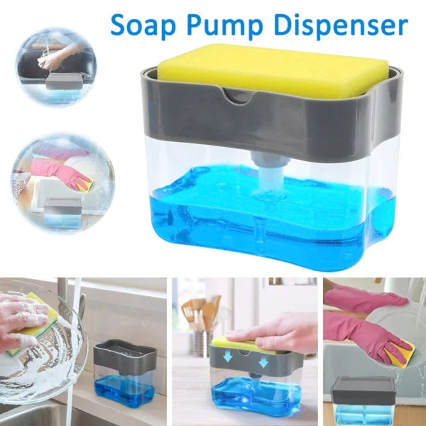 soap dispenser - liquid soap dispenser - 2 in 1 soap pump dispenser - kitchen soap dispenser - pump dispenser - sponge holder soap dispenser