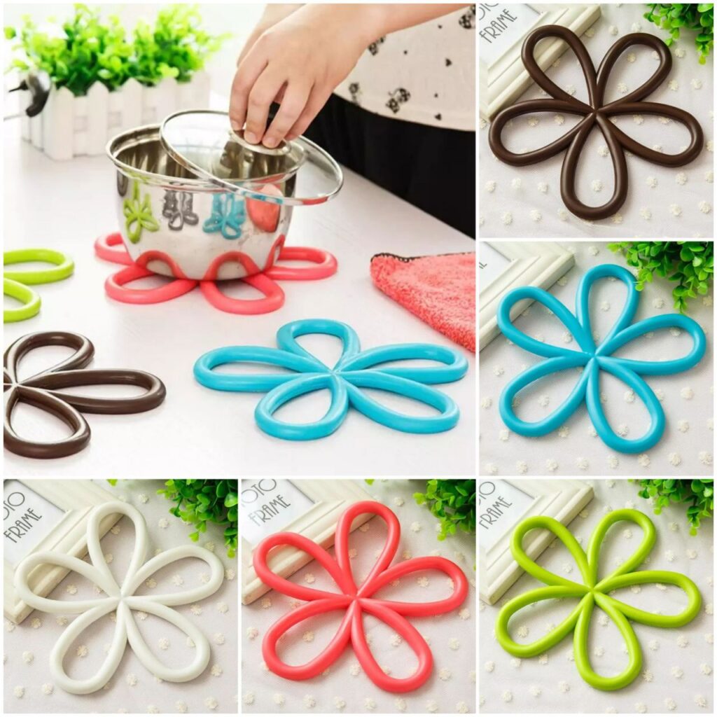 Flower Shape Anti Slip Silicone Pot Holder (pack of 2) | Anti Slip Pot Holder | Heat proof Mat | Flower Shape Pot Holder price in Pakistan