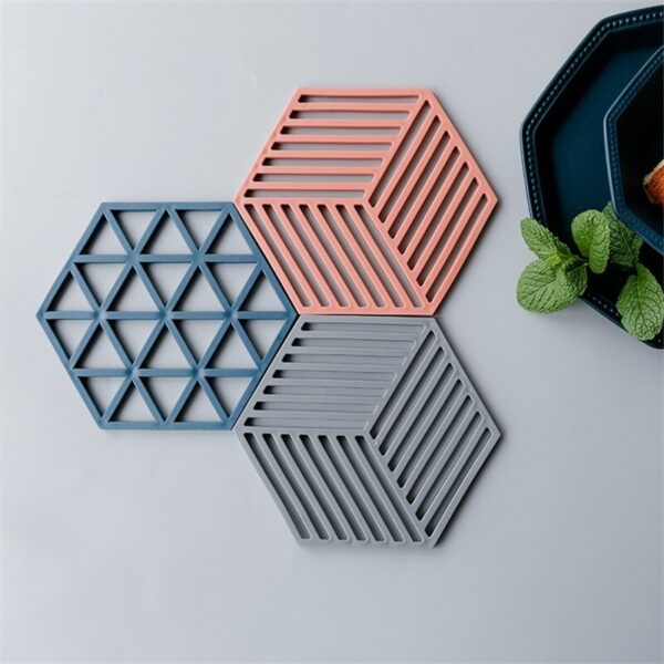 silicone insulation placement mats - heat-insulated silicone table mat - non-slip table mats- heat resistant pot holders - hexagon trivet silicone mats