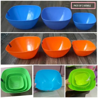 Plastic Bowls Set (3 pcs) | Bowl Set | Serving Bowl Set | BPA Plastic Bowl | Kitchen Plastic Bowl set | Plastic Bowl Set price in Pakistan