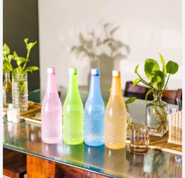 4 pack water bottles -Fridge And Refrigerator Water Bottles - Multi-color stylish bottel - Pack Of 4 Plastic Jumbo Water Bottles - Plastic Water Bottel