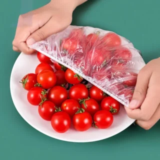 Disposable Food Cover (100 pcs) - Food Storage Covers - Reusable Plastic Bowl Covers - Stretchable Plastic Food Wraps - Covers for Storage Containers