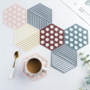 silicone insulation placement mats - heat-insulated silicone table mat - non-slip table mats- heat resistant pot holders - hexagon trivet silicone mats