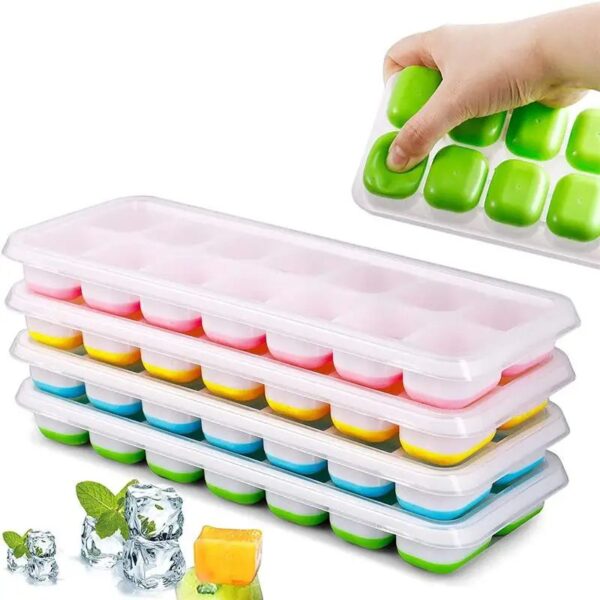Silicone Ice Cube Tray | Ice Cube Tray with Lid | Ice Cube Mold | Ice Cube Maker | Ice Cube Tray | Flexible Ice Cube Tray