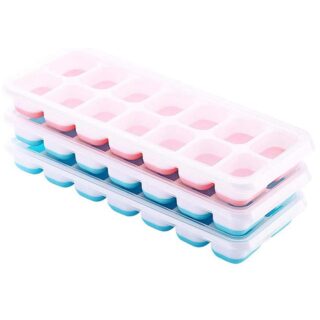 Silicone Ice Cube Tray | Ice Cube Tray with Lid | Ice Cube Mold | Ice Cube Maker | Ice Cube Tray | Flexible Ice Cube Tray