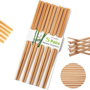 Chopsticks (Pack of 5) | Bamboo Chopsticks | Chinese Chopsticks | Natural Bamboo Chopsticks | Reusable Chopsticks | Wooden Chopsticks